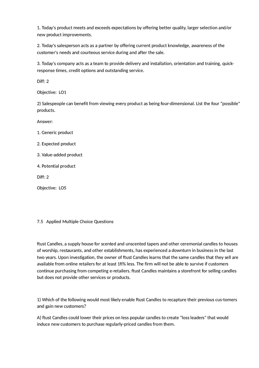 Chapter 7 Product-Selling Strategies That Add Value Multiple Choice - Page 5