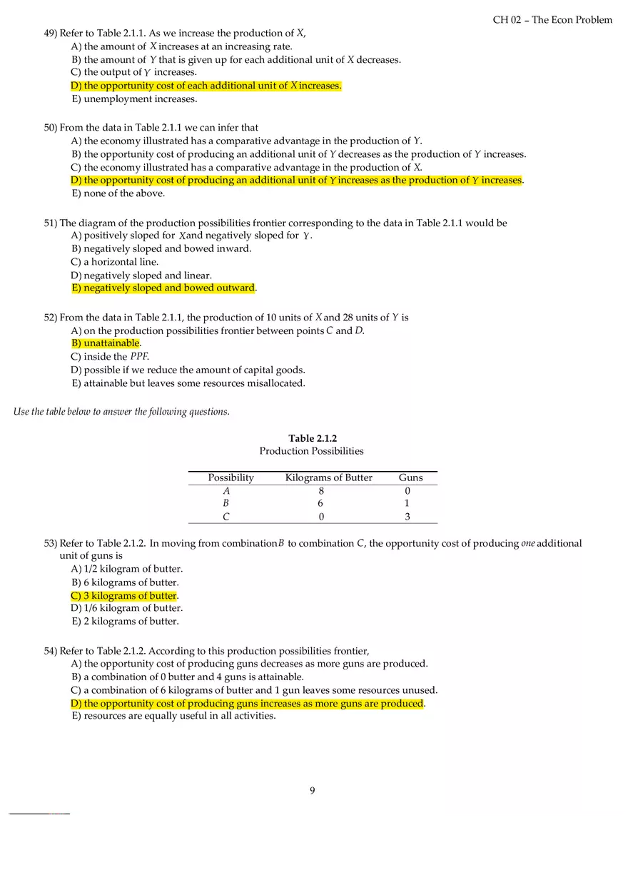 Chapter 02 The Econ Problem Answers Part 1 - Page 9