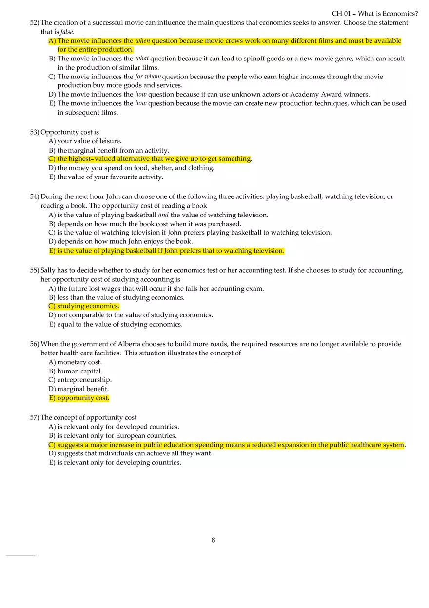 Chapter 01 What is Economics Answers Part 1 - Page 8