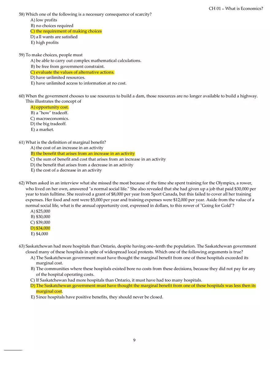 Chapter 01 What is Economics Answers Part 1 - Page 9
