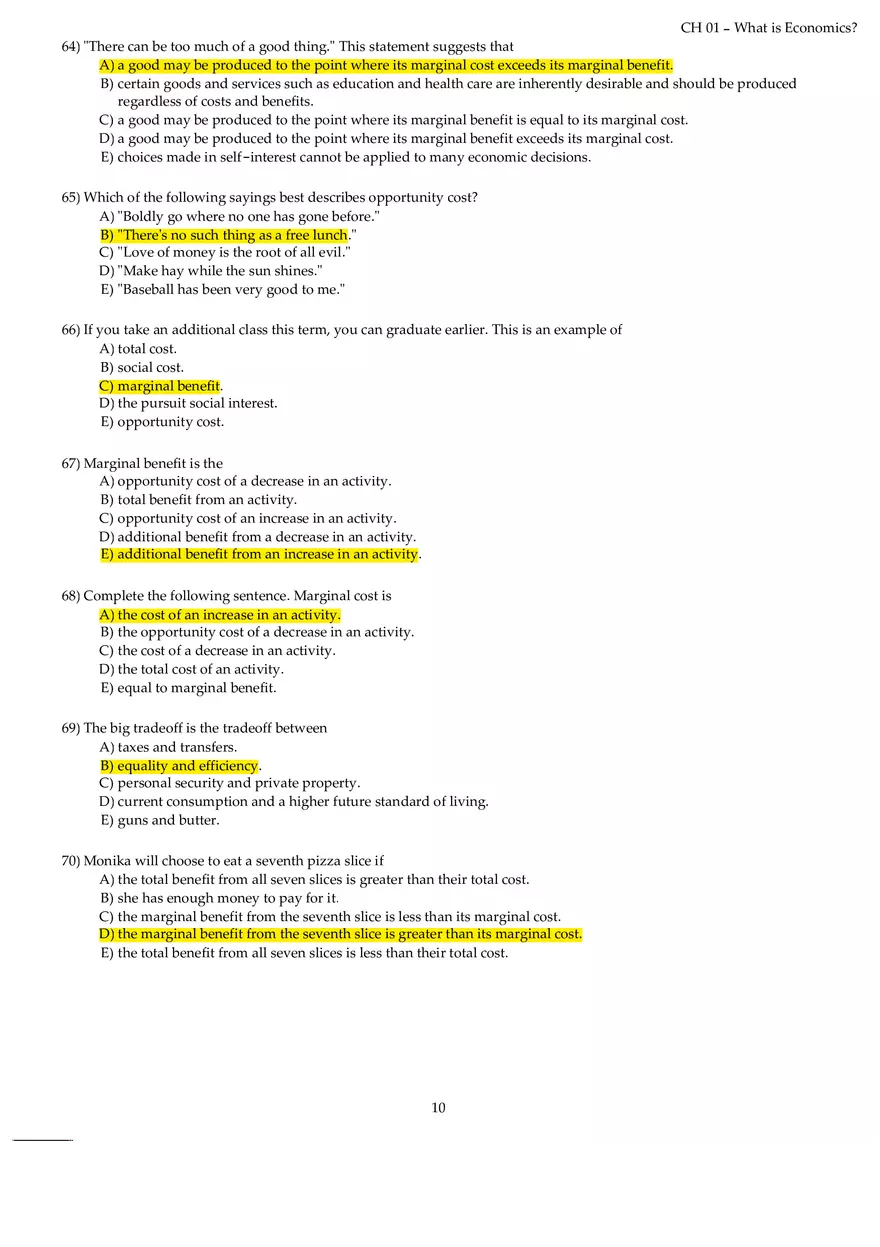Chapter 01 What is Economics Answers Part 1 - Page 10