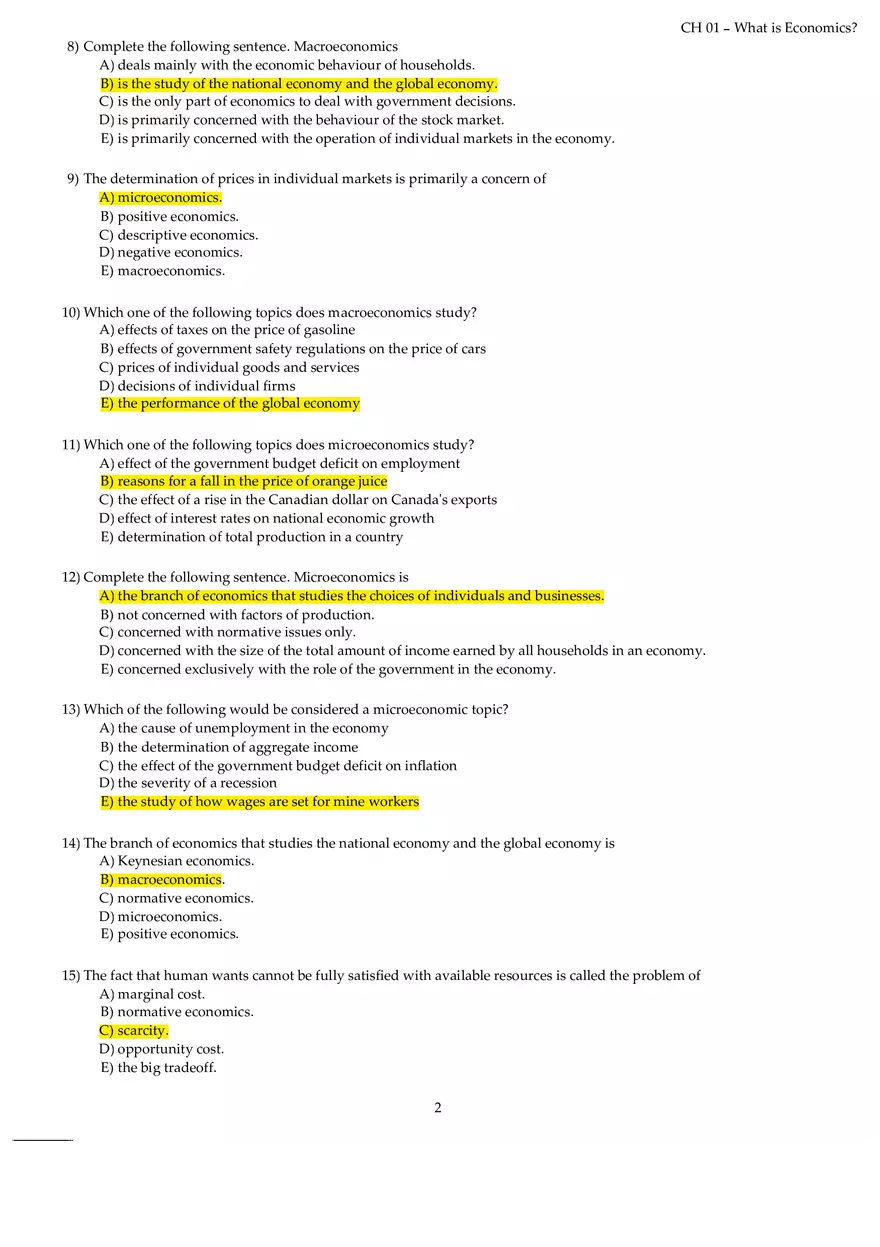 Chapter 01 What is Economics Answers Part 1 - Page 2