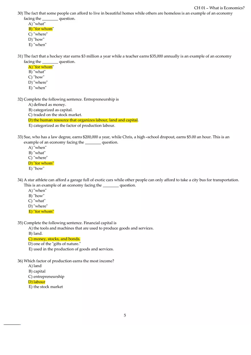 Chapter 01 What is Economics Answers Part 1 - Page 5
