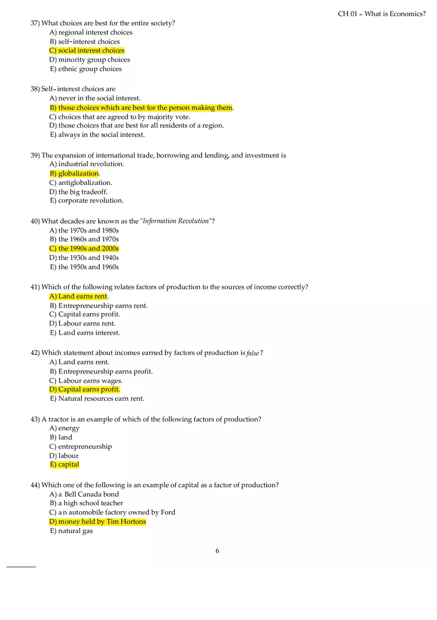 Chapter 01 What is Economics Answers Part 1 - Page 6