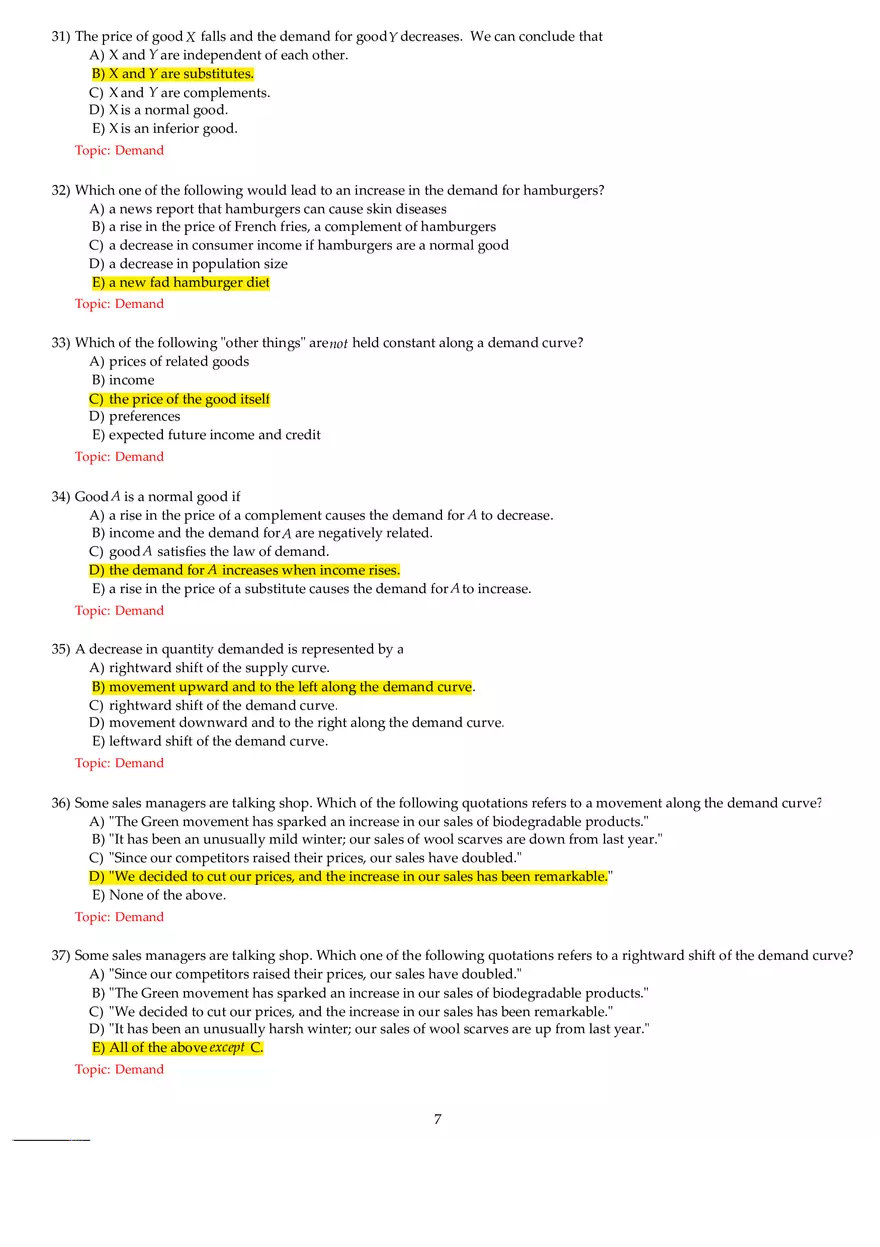 Chapter 3 Demand and Supply Answers Part 1 - Page 7