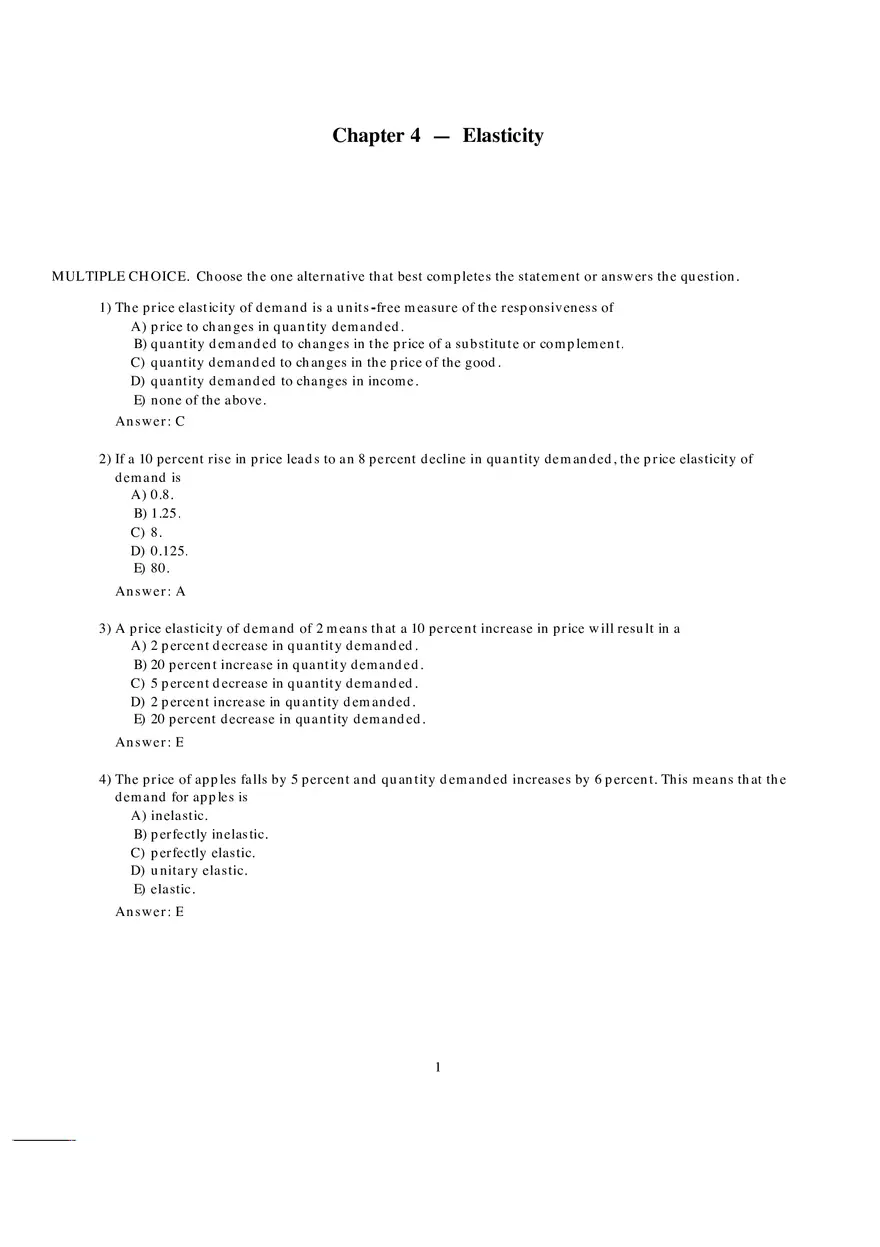 Chapter 4 Elasticity Answers - Page 1