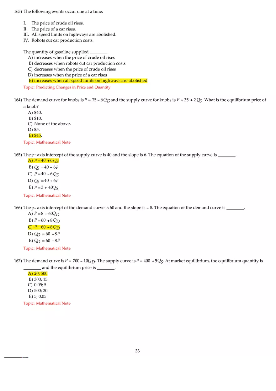 Chapter 3 Demand and Supply Answers Part 4 - Page 9