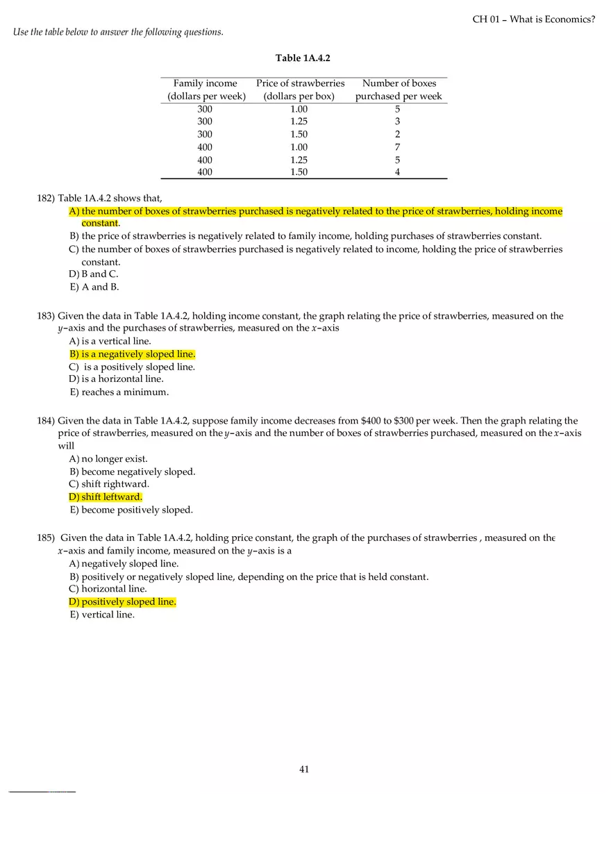 Chapter 01 What is Economics Answers Part 5 - Page 1