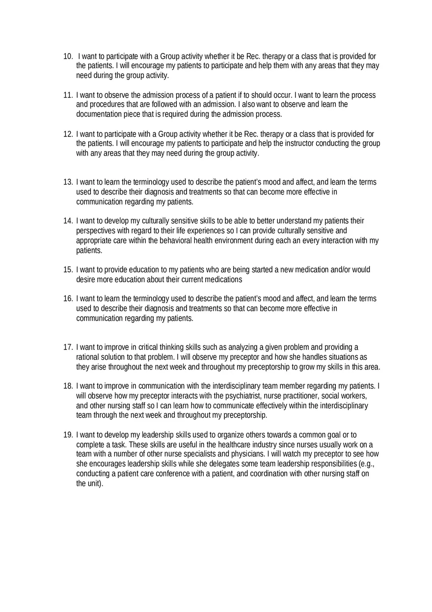 Nursing Preceptorship Objectives Examples - Page 2