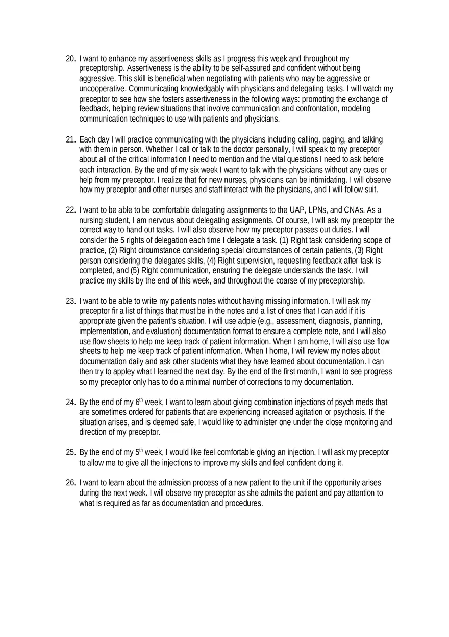 Nursing Preceptorship Objectives Examples - Page 3