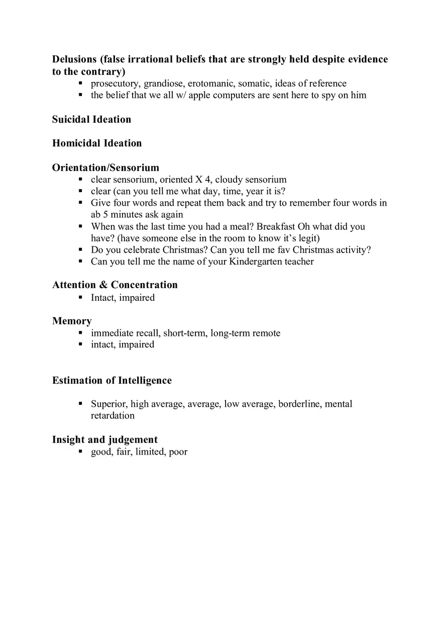 Descriptors Commonly Used in a Mentalstatus Exam - Page 2