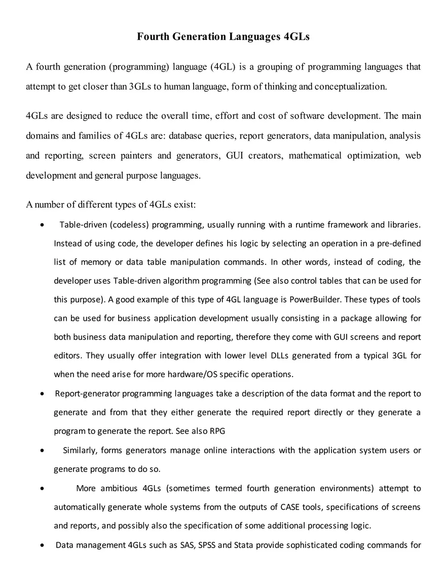 Fourth Generation Languages 4GLs - Page 1