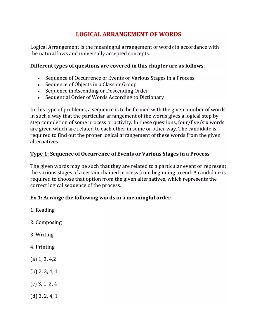 Logical Arrangement of Words - Page 1