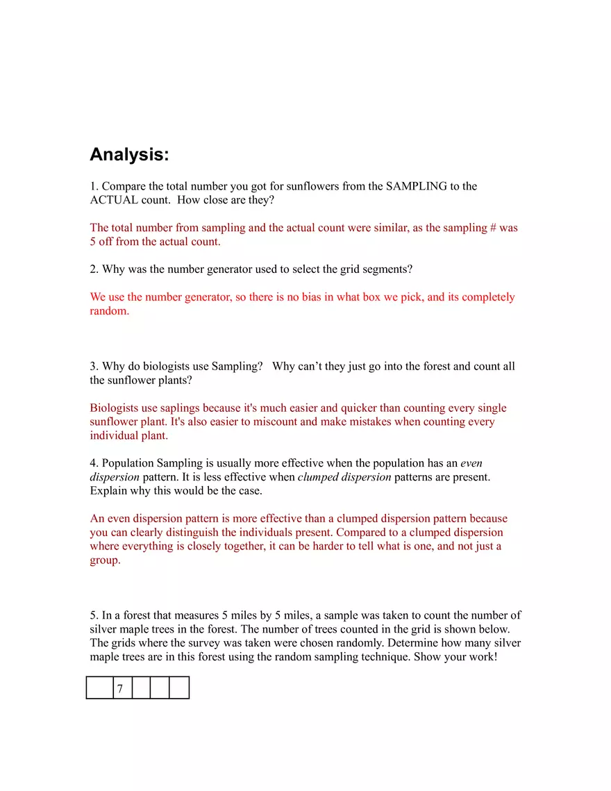 Quadrat Random Sampling Investigation - Page 3