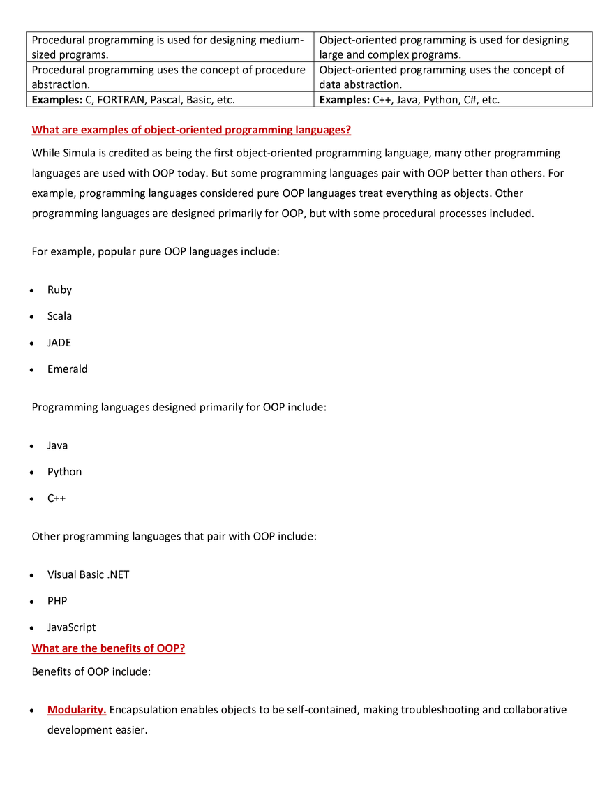 OOPS and Structural Programming Languages - Page 2
