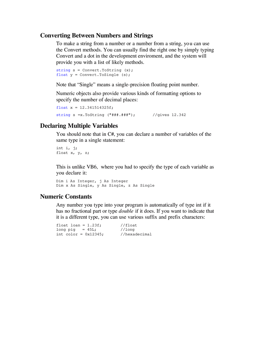 Syntax of the C# Language - Page 12