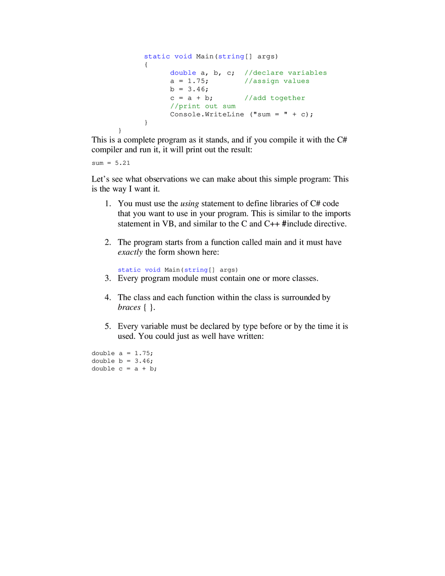 Syntax of the C# Language - Page 15