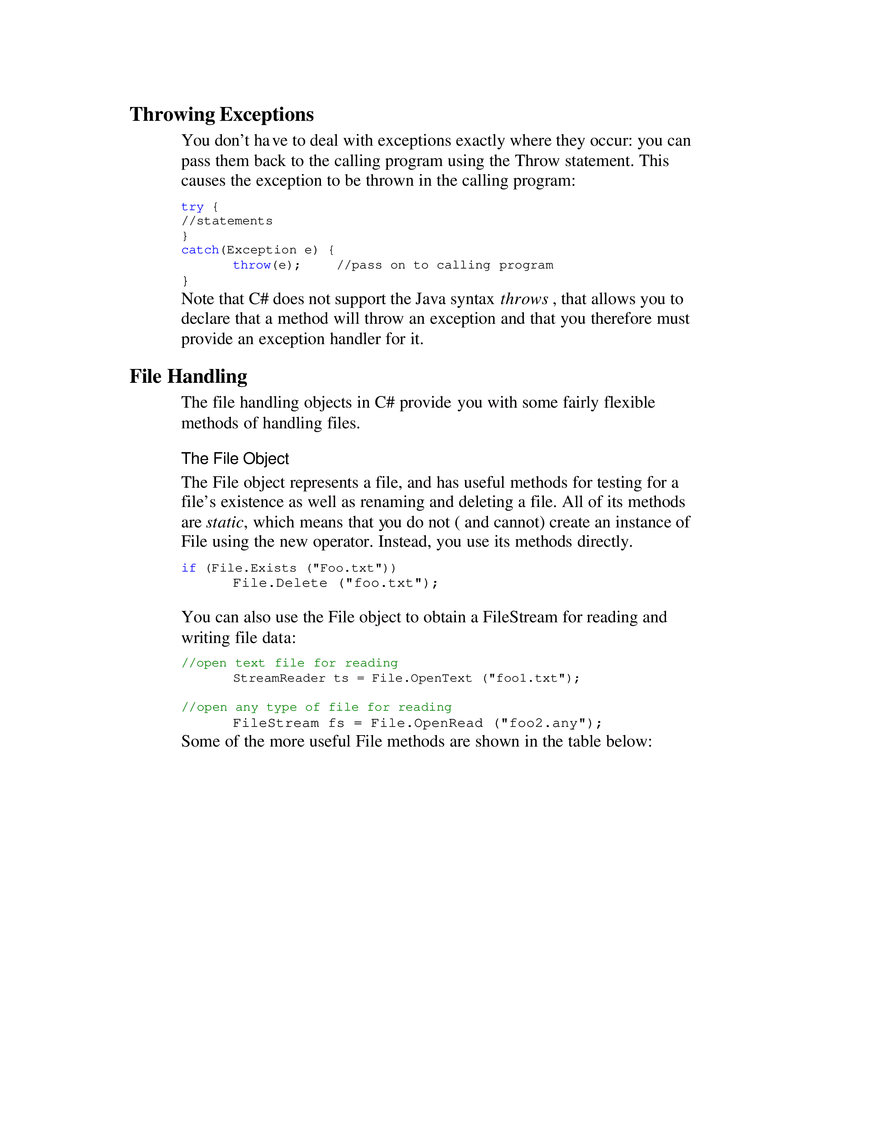 Arrays, Files and Exceptions in C# - Page 11