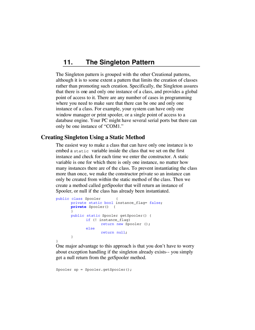The Singleton Pattern - Page 1