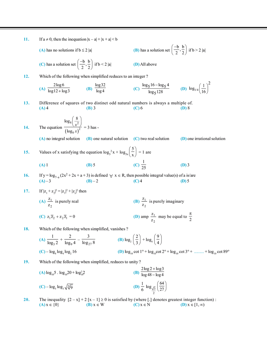 Basic Maths & Logarithm Exercise # 2 - Page 2