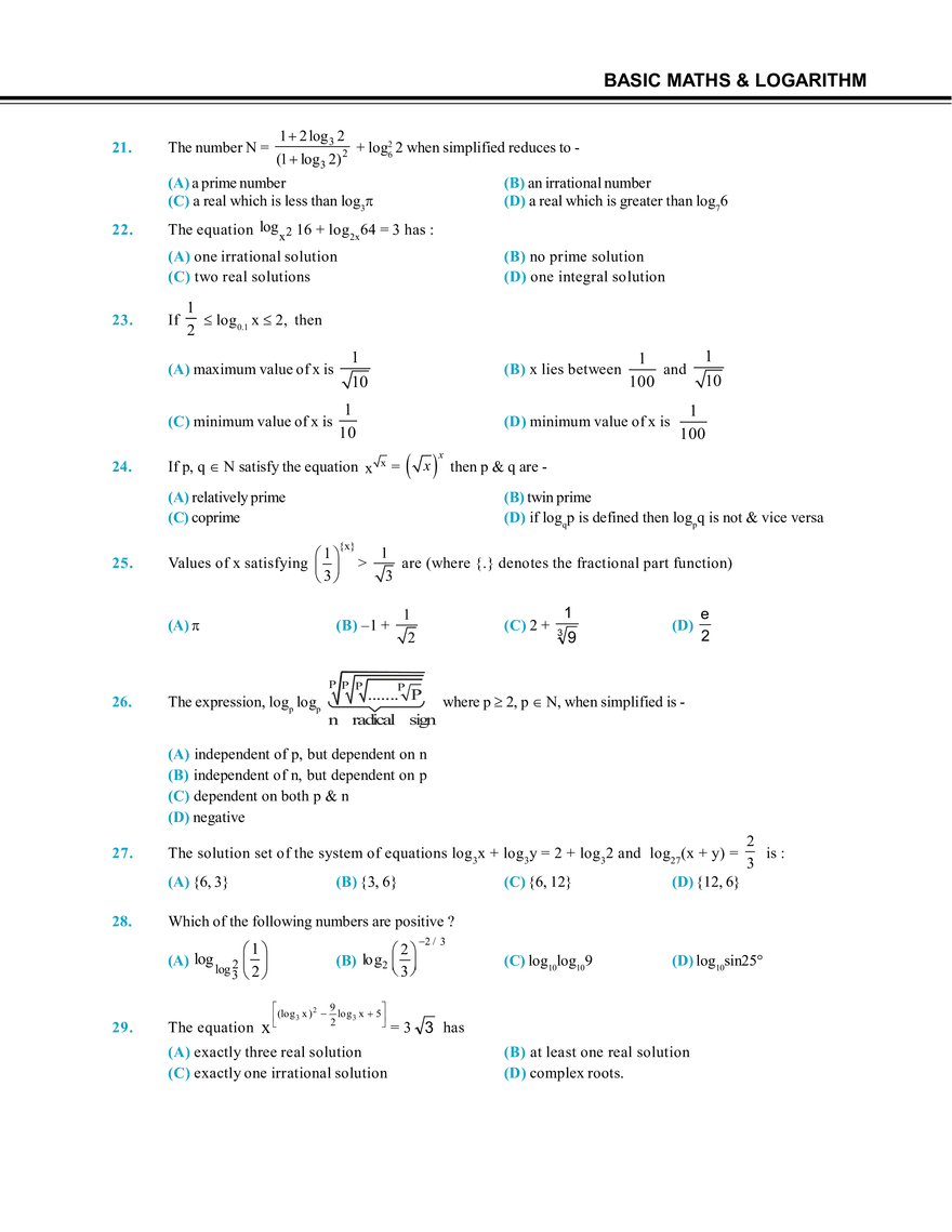 Basic Maths & Logarithm Exercise # 2 - Page 3
