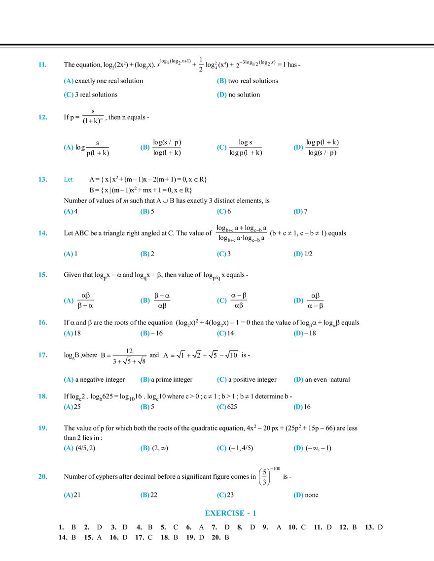 Basic Maths & Logarithm Exercise # 1 - Page 2