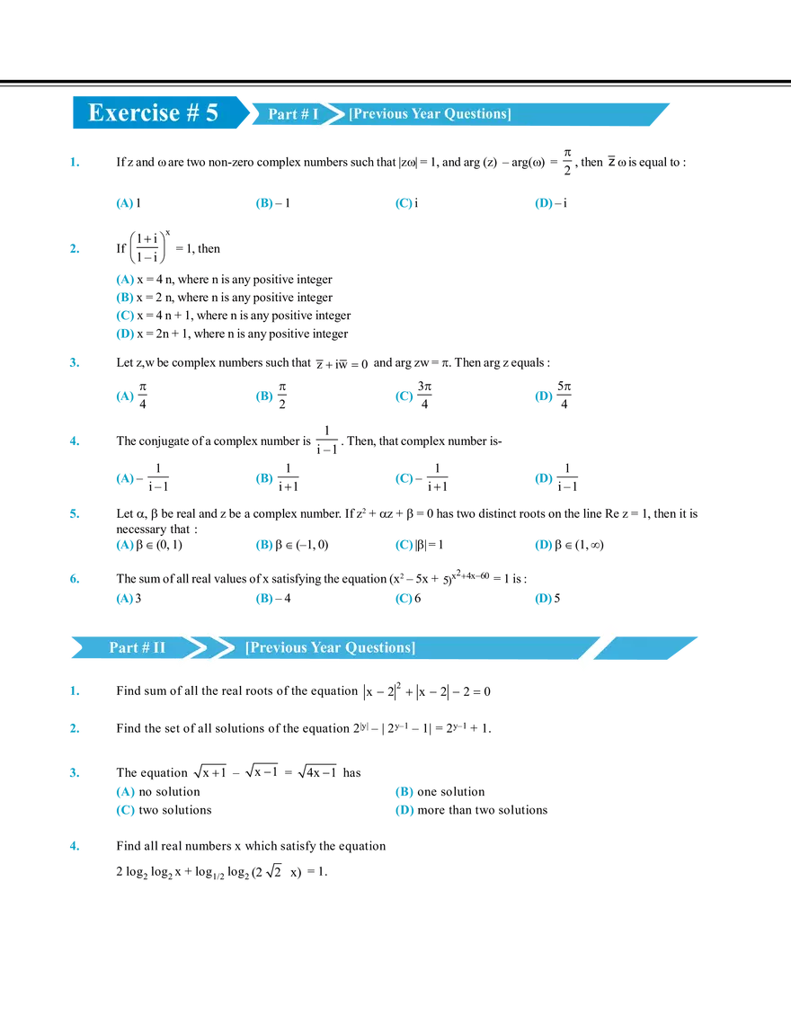 Basic Maths & Logarithm Exercise # 5 - Page 1