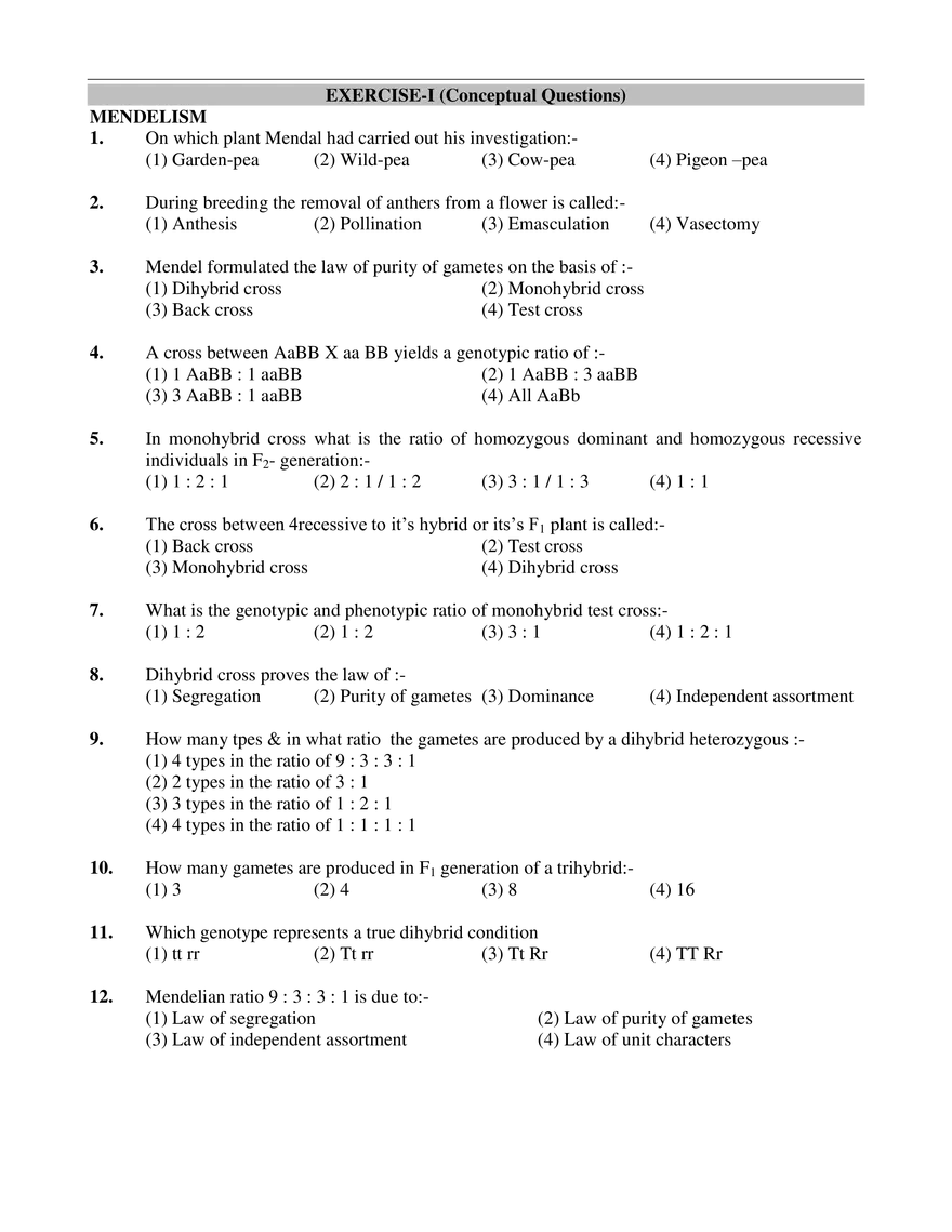 Genetic Exercise-I - Page 1