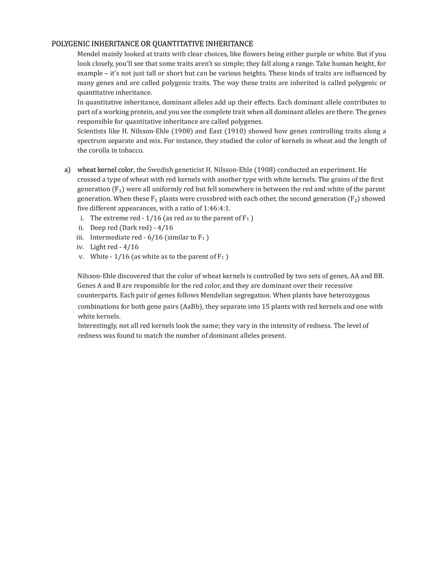 Polygenic Inheritance or Quantitative Inheritance - Page 1