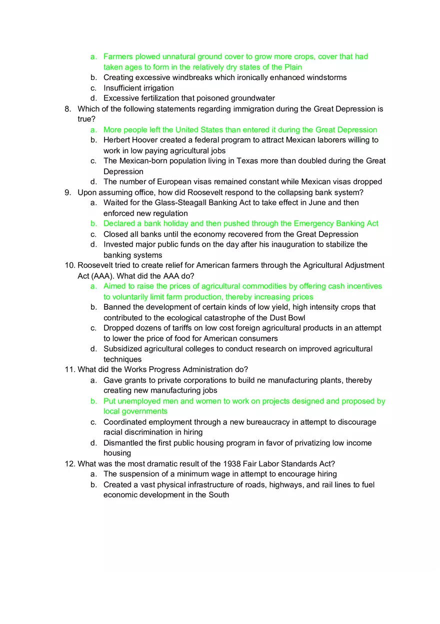 Ch.23 - The Great Depression Quiz - Page 2