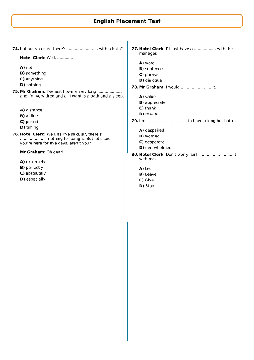 English Placement Test With Answers - Page 6