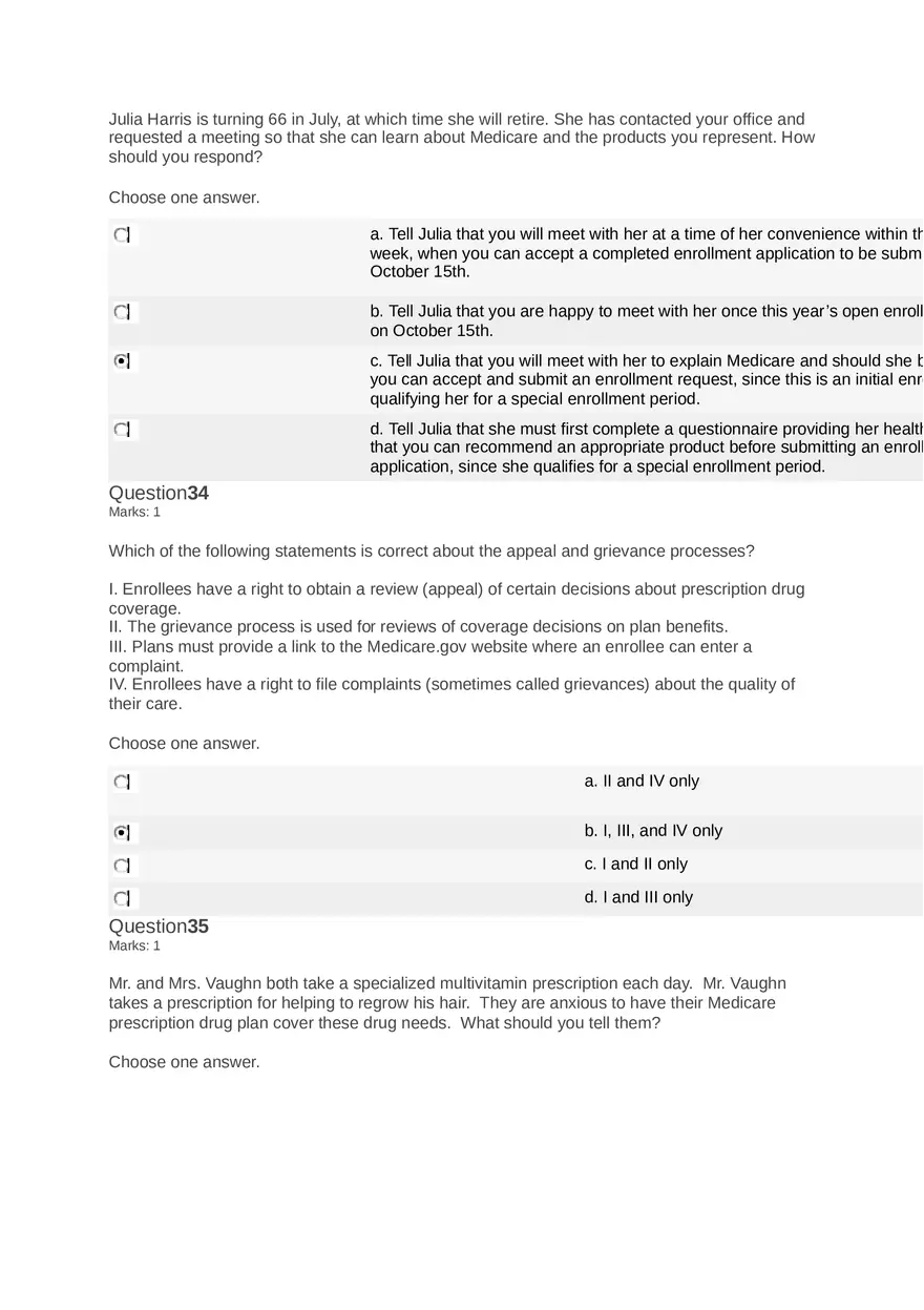 Medicare Course Answers - Page 7