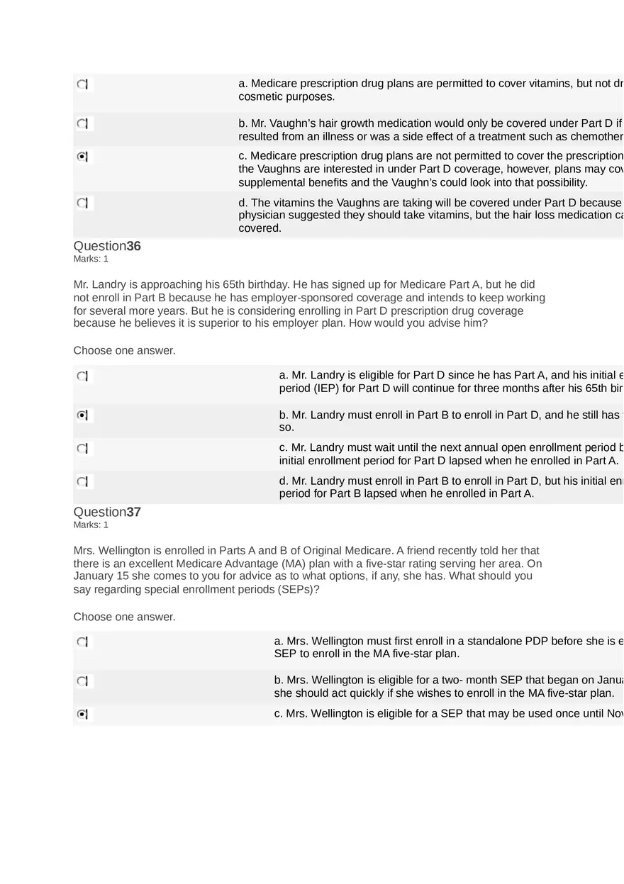 Medicare Course Answers - Page 8