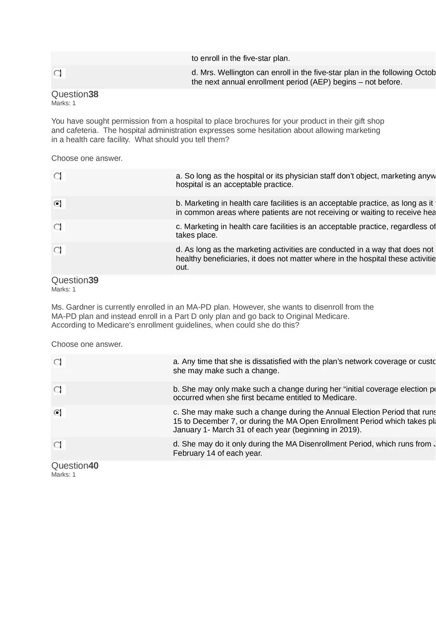 Medicare Course Answers - Page 9