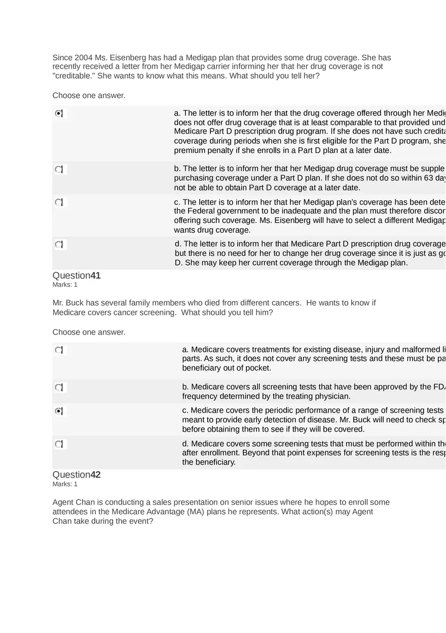 Medicare Course Answers - Page 10