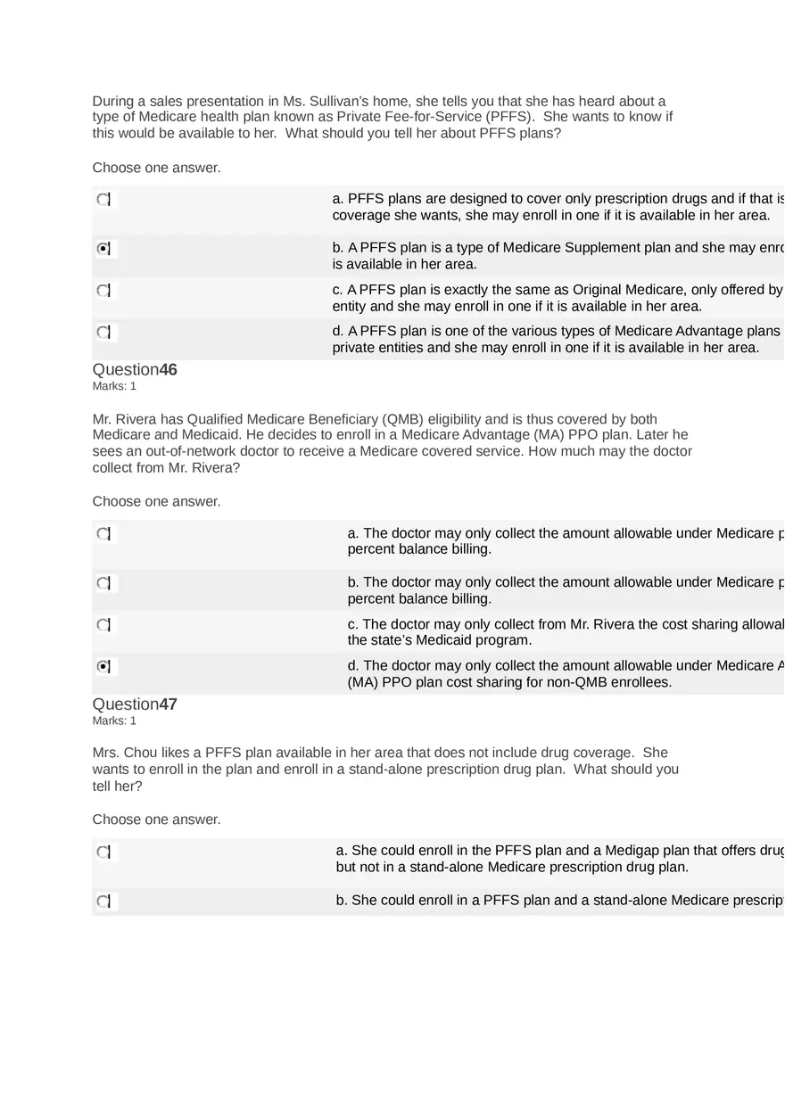 Medicare Course Answers - Page 12
