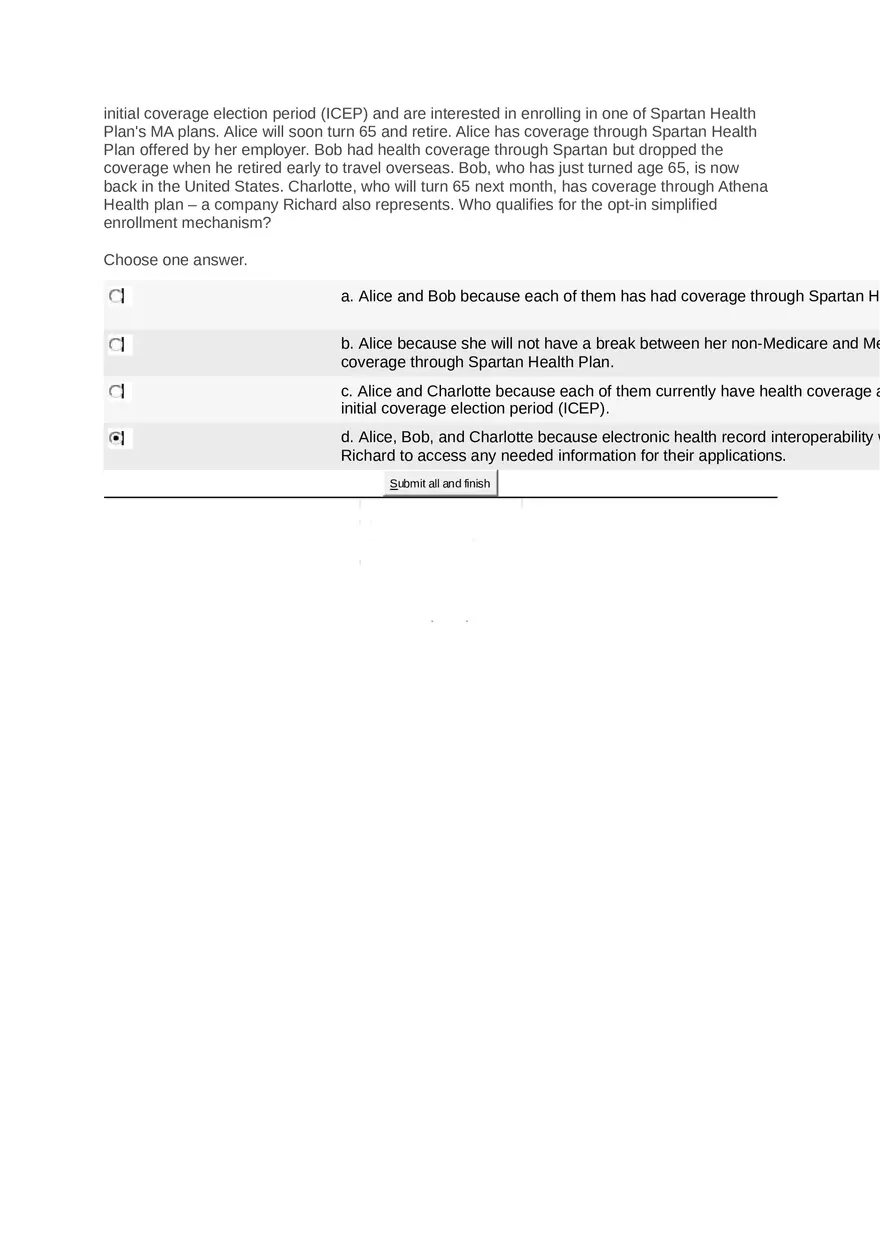 Medicare Course Answers - Page 15