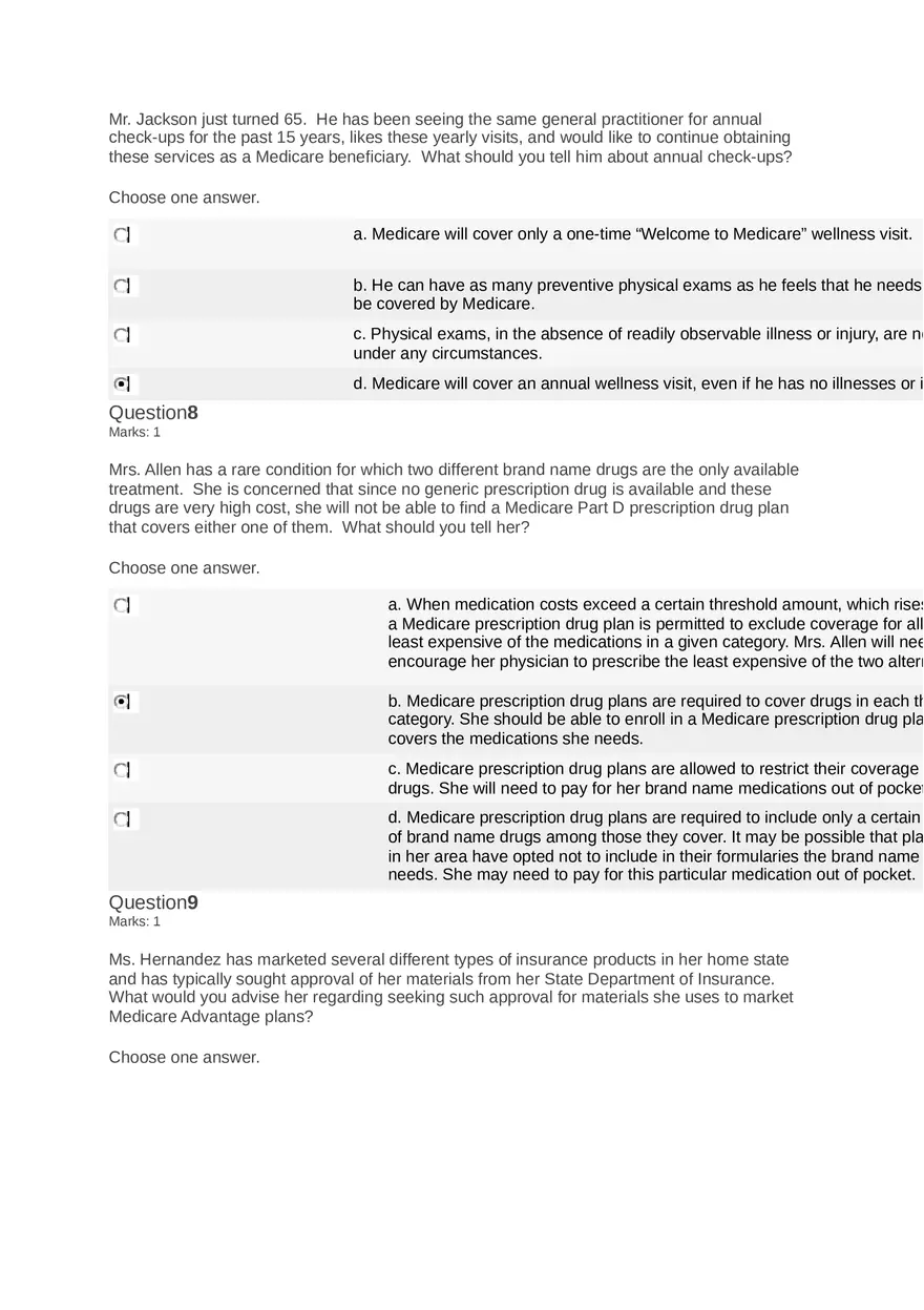 Medicare Course Answers - Page 16