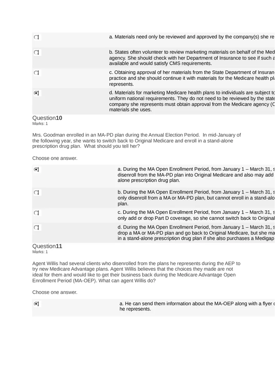 Medicare Course Answers - Page 17