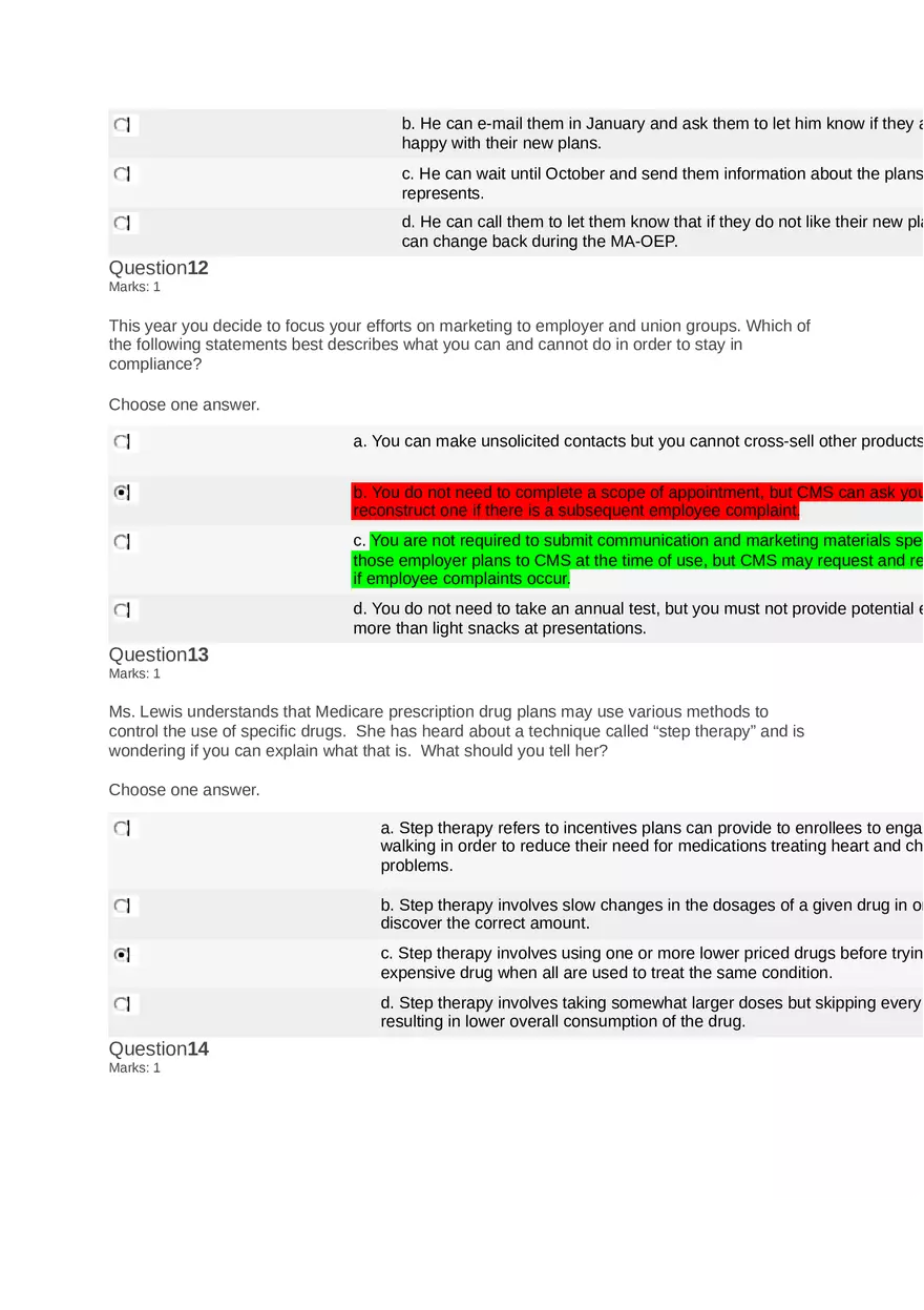 Medicare Course Answers - Page 18