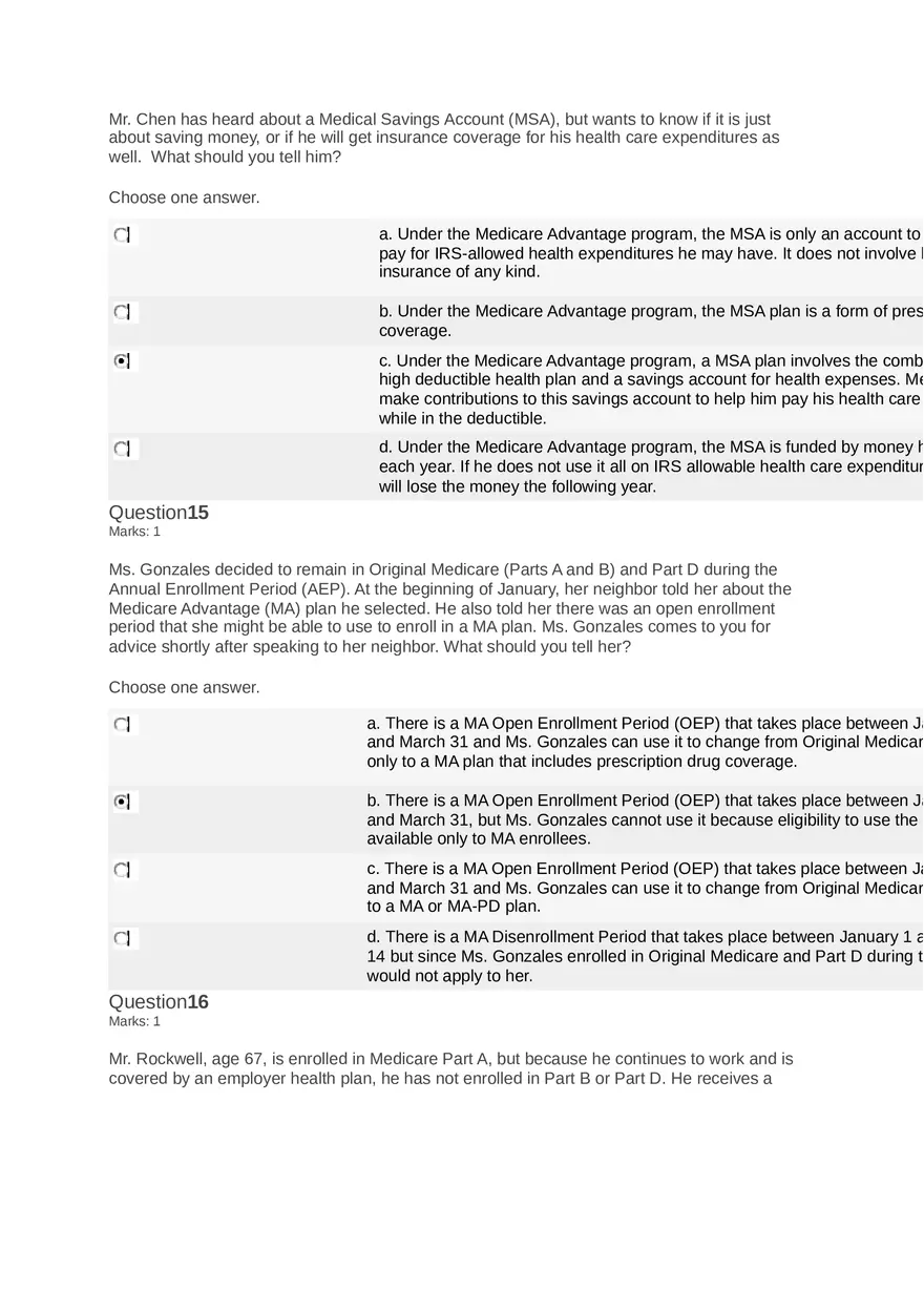 Medicare Course Answers - Page 19