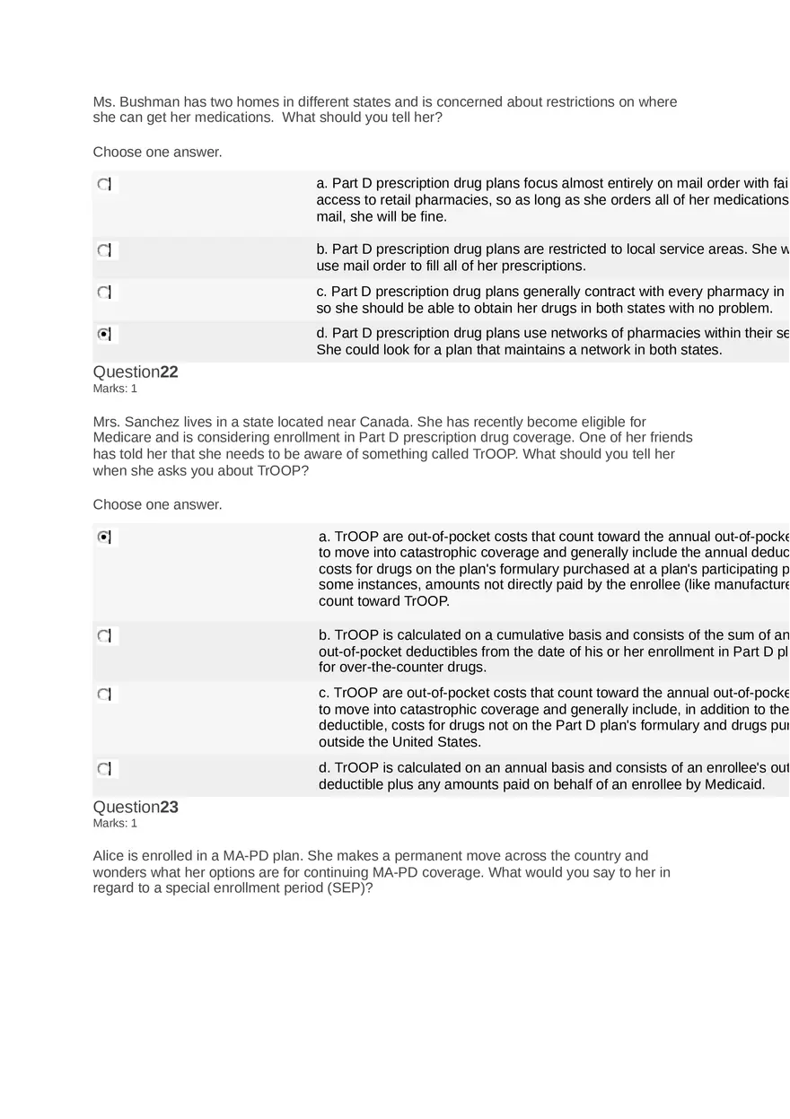 Medicare Course Answers - Page 22