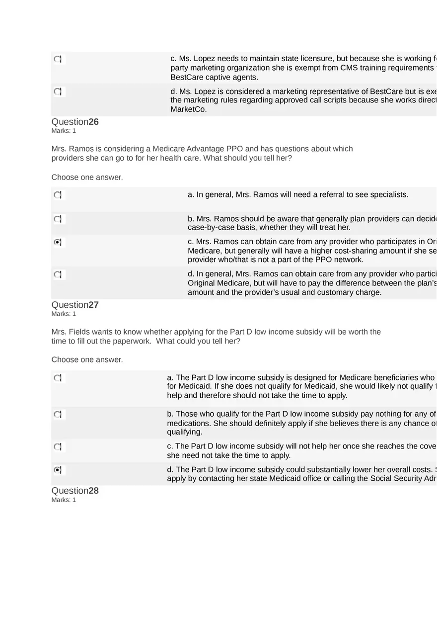 Medicare Course Answers - Page 4