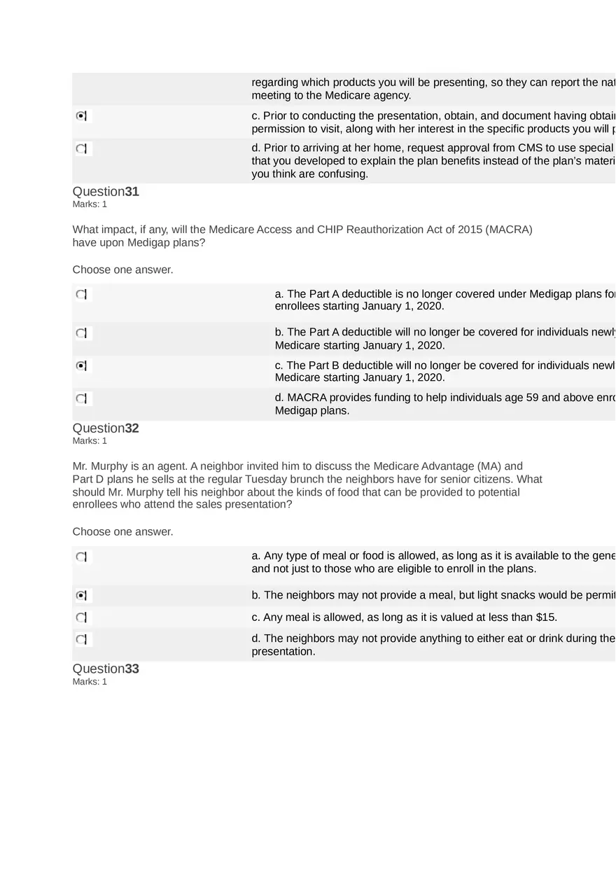 Medicare Course Answers - Page 6