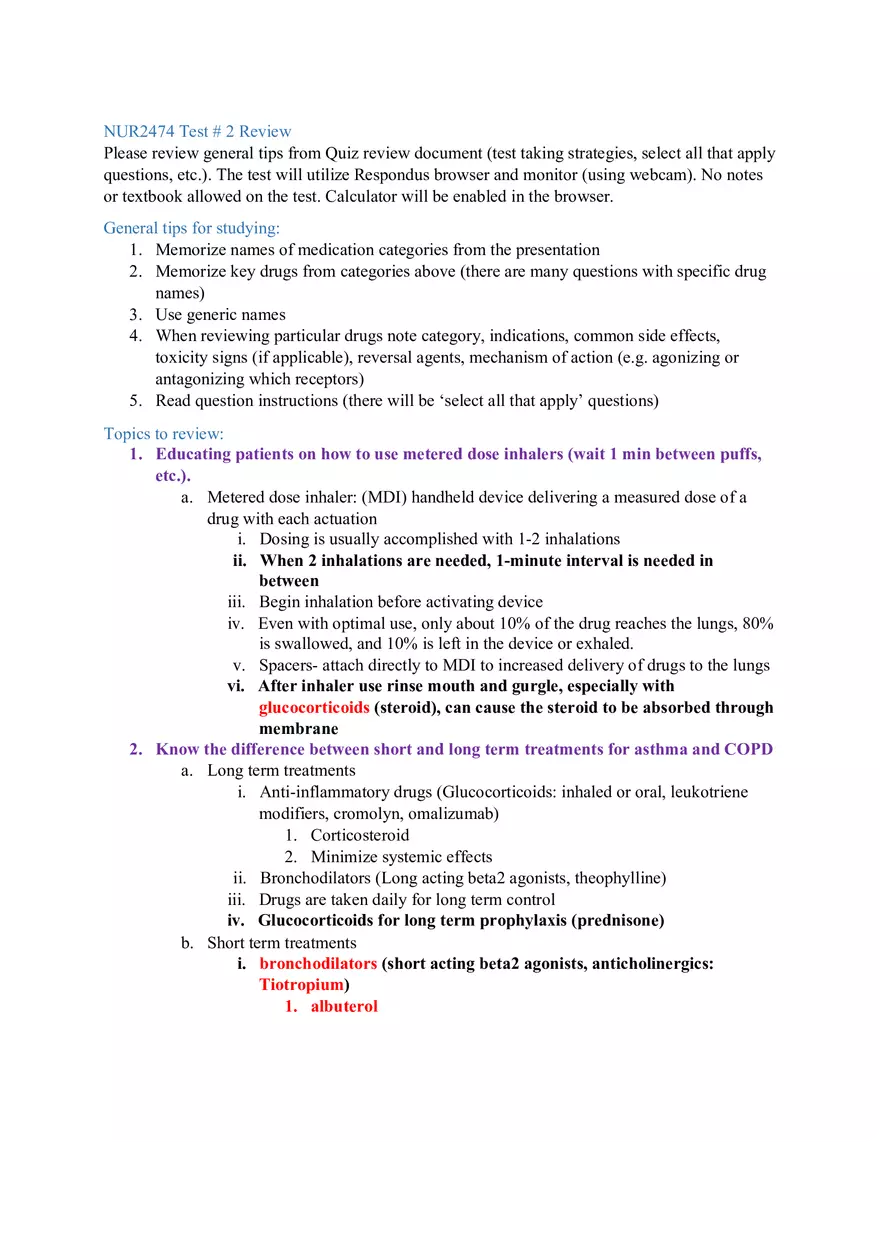 Pharmacology Test 2 - Page 1