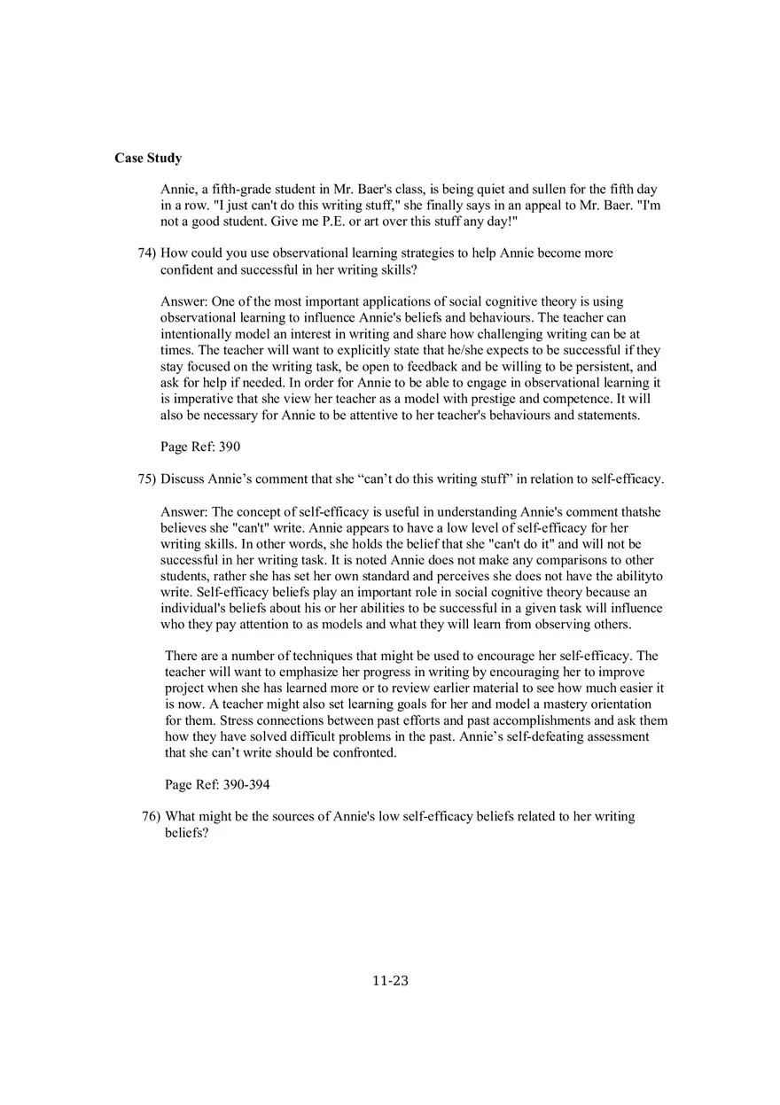 Chapter 11 Social Cognitive Views of Learning and Motivation Case Study - Page 1