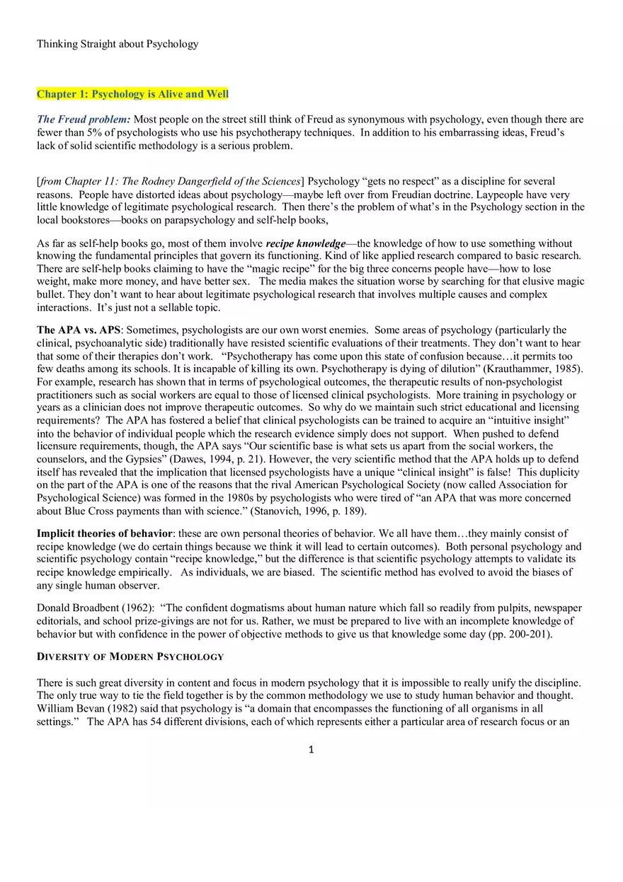 Chapter 1 Psychology is Alive and Well - Page 1