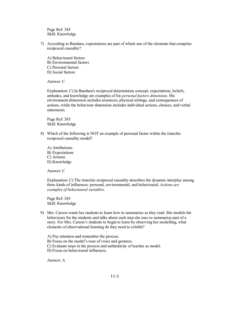 Chapter 11 Social Cognitive Views of Learning and Motivation Multiple Choice - Page 8
