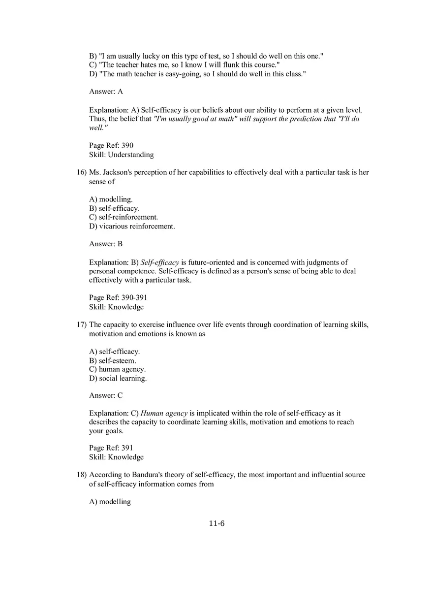 Chapter 11 Social Cognitive Views of Learning and Motivation Multiple Choice - Page 11