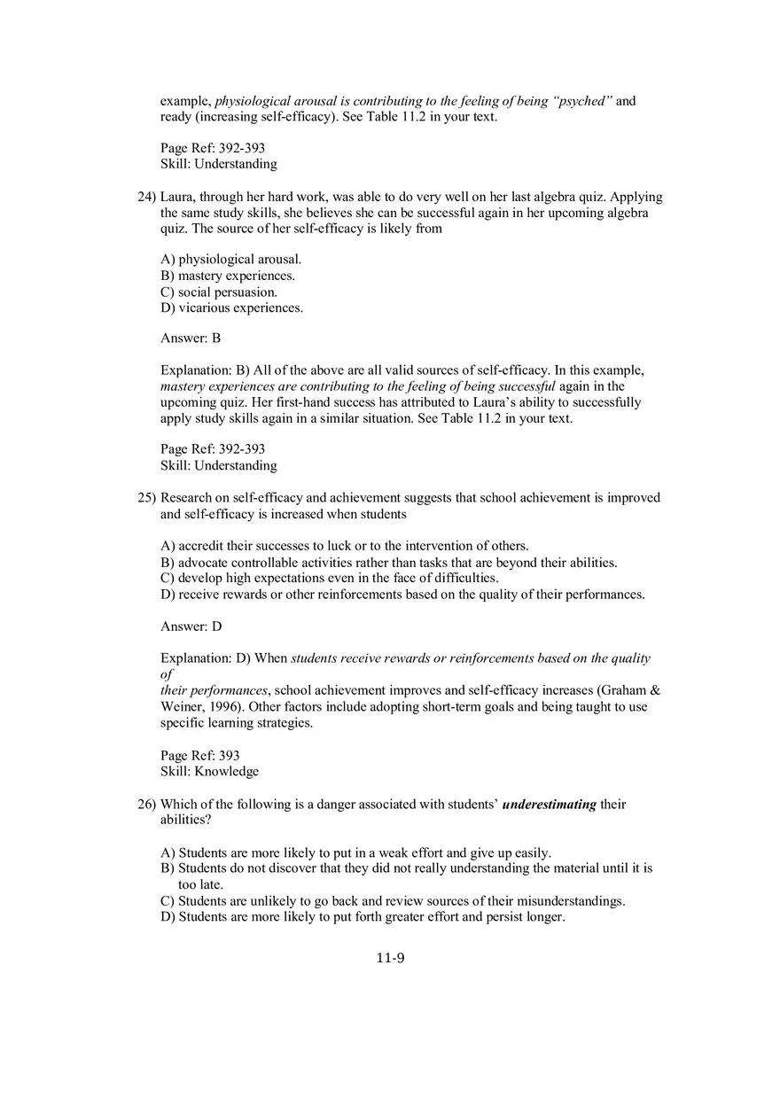Chapter 11 Social Cognitive Views of Learning and Motivation Multiple Choice - Page 14